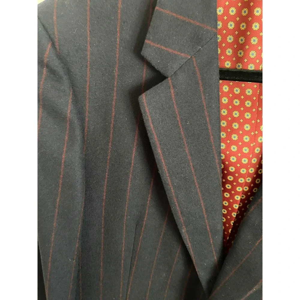 Carroll & Co Chester Barrie Mens 42R Blazer Navy Red Pinstripe Wool England